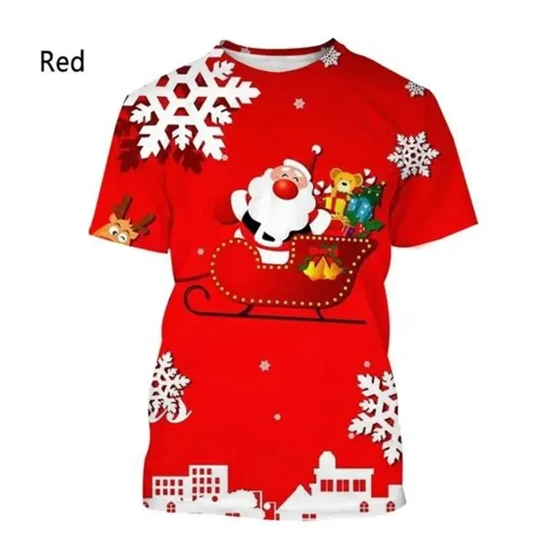 Christmas Santa Claus T Shirt For Men Women 3D Printing Funny Xmas Casual Short Sleeve T-shirt Oversized Men Tee Tops Streetwear