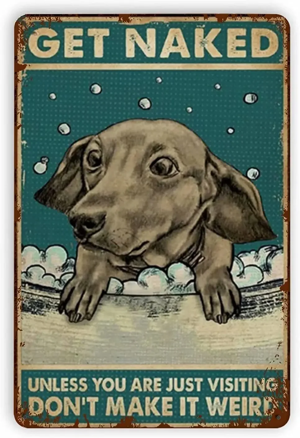 

Dachshund Bathtub Metal Tin Sign Retro Wall Decoration Aluminum Poster Suitable for Family Bathroom Cafe Garage