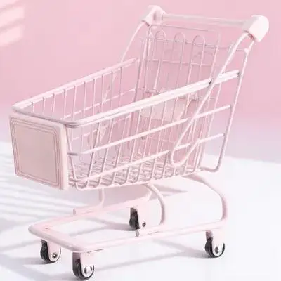 

Small Shopping Cart Decorative Miniature Desk Storage Organiser Candy Pen Holder Office Bedroom Kitchen Small Shopping Cart