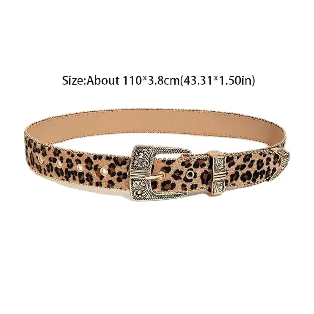 Y2K ヒョウ柄ベルトクールマットレザー彫刻バックルベルトヒップホップ合金 PU ヴィンテージウエストバンド衣類アクセサリー