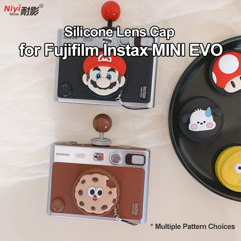 Camera Lens Cap for Fujifilm Instax MINI EVO miniEVO Camera Silicone Cover Lens Protector Cute Cartoon Front Cap