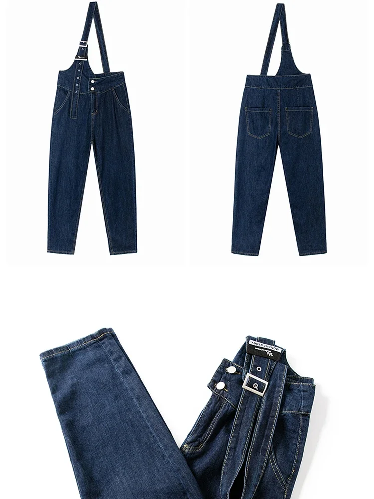 Jeans Met Enkele Schouderband Jumpsuit Dames Koreaanse Mode Pocket Blauwe Rompertjes Vrouwelijke Niche Demin Streetwear Overall Kleding Y 2K