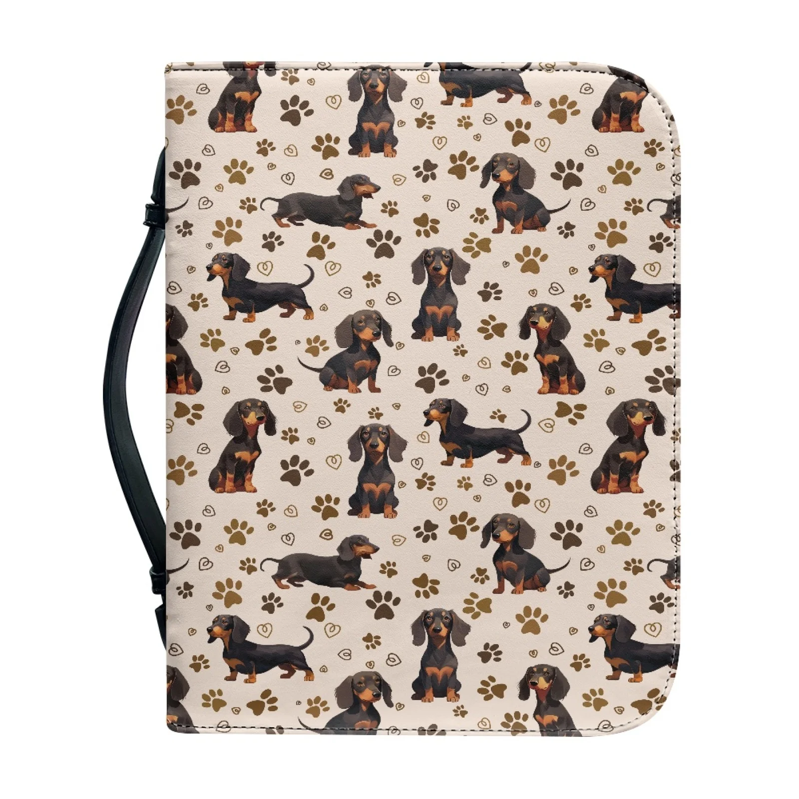 XIXIRIMIDO Dachshund Print Bible Cover PU Leather Zipper Bible Hand Bag for Church 2026 Collection