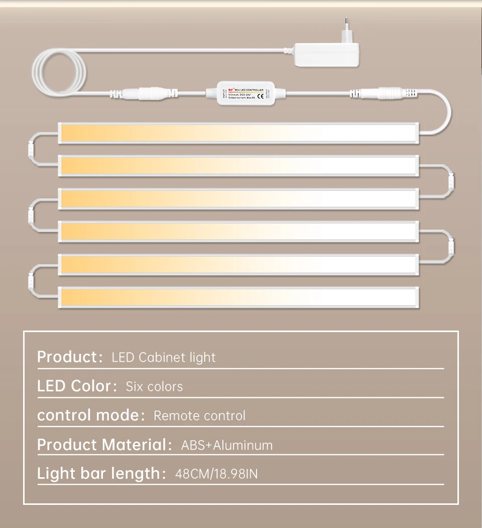 2700-6500K Dimmbare CCT-Unterbauleuchte, 1-6 Stück in Reihe schaltbar, Küchenlampe, 48 cm Aluminium-LED-Leuchte mit Fernbedienung – Detail 2