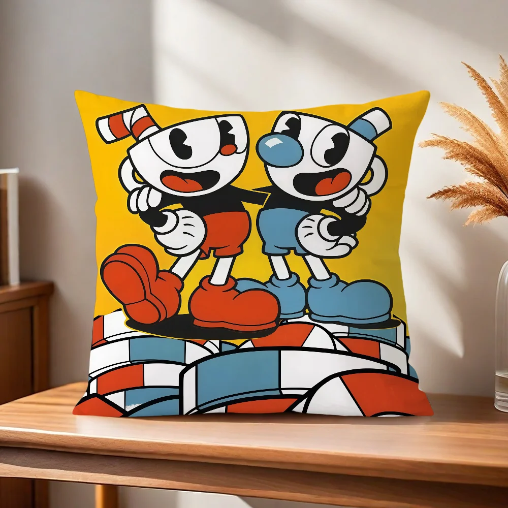 C-C-Cuphead Game Kissenbezug Kissenhülle für Zuhause, Sofa, Wohnzimmer, Büro, Café, Auto. – Detail 3
