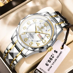 BINBOND Top Brand Luxury Man Wristwatch Waterproof Luminous Date Week Men Watches Stainless Steel Quartz Men's Watch Male reloj