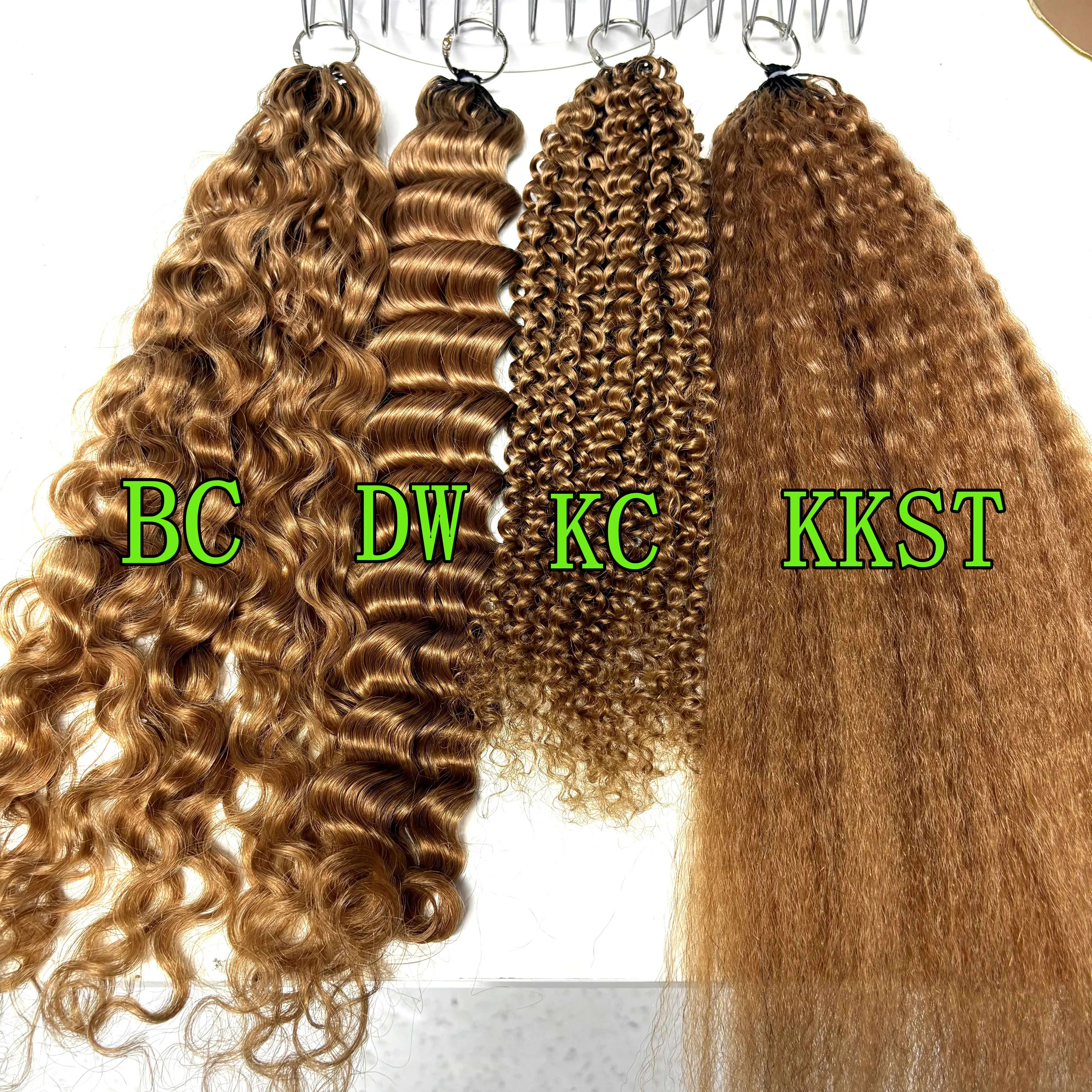 30# Ombre 50g/Pack Kincky Curlr Crochet Human Hair Extensions Deep Wave  Knotless Pre-Separated Crochet Feather Hair Extensions