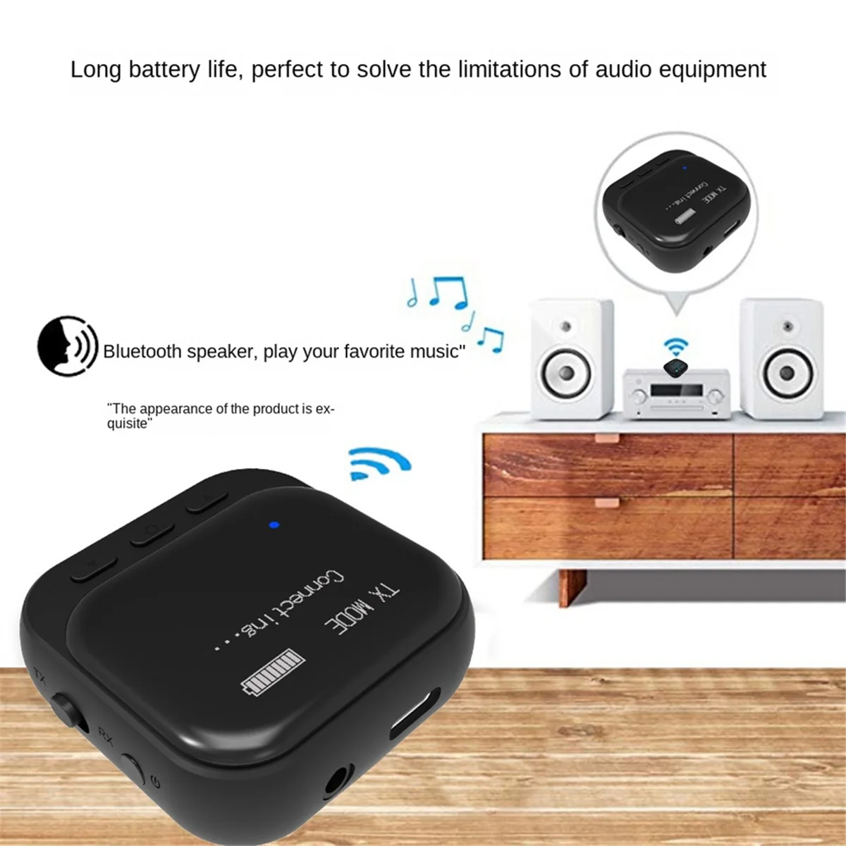 POP-lBluetooth 5.2 Tampilan Penerima Bluetooth Penerima Pemancar Bluetooth 2-In-1 3.5Mm Bluetooth Portabel Mobil
