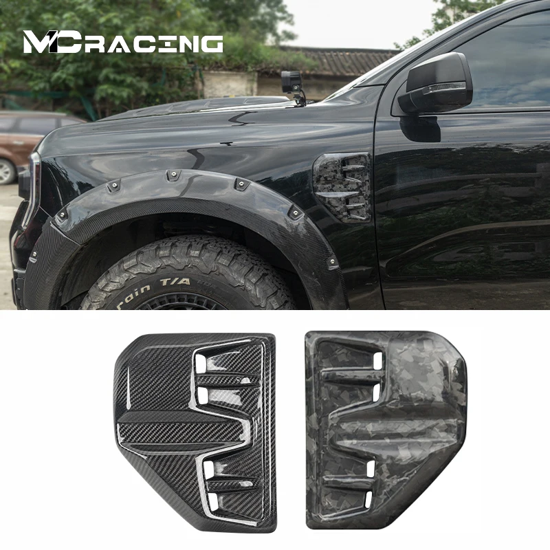 Carbon fiber replacement side vent cover trim guard For Ford Ranger T9 2022 2023 Wildtrak Sport XLT XL Car fender decorative