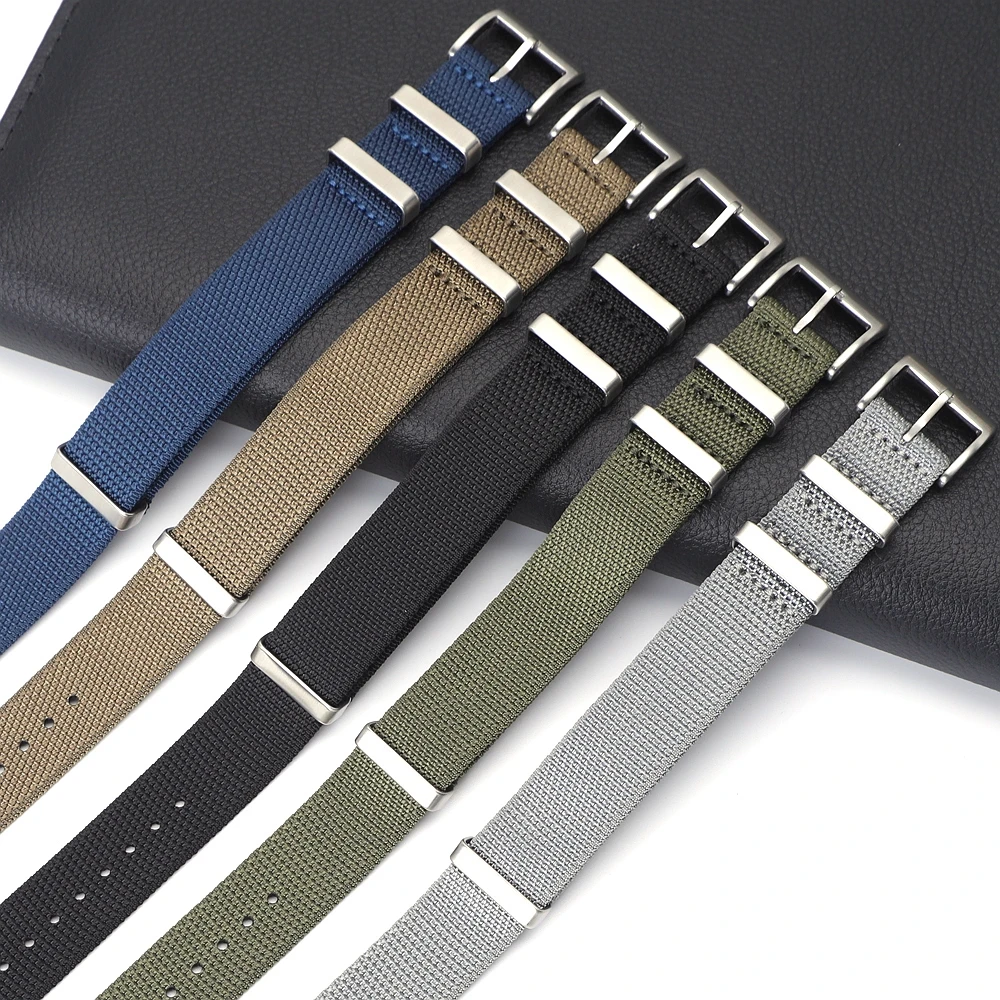 Premium High Density Durable Fabric Braid Nylon Watch Strap 20mm 22mm Soft Nylon Watch Band Thicken Sport Wristband Accessories