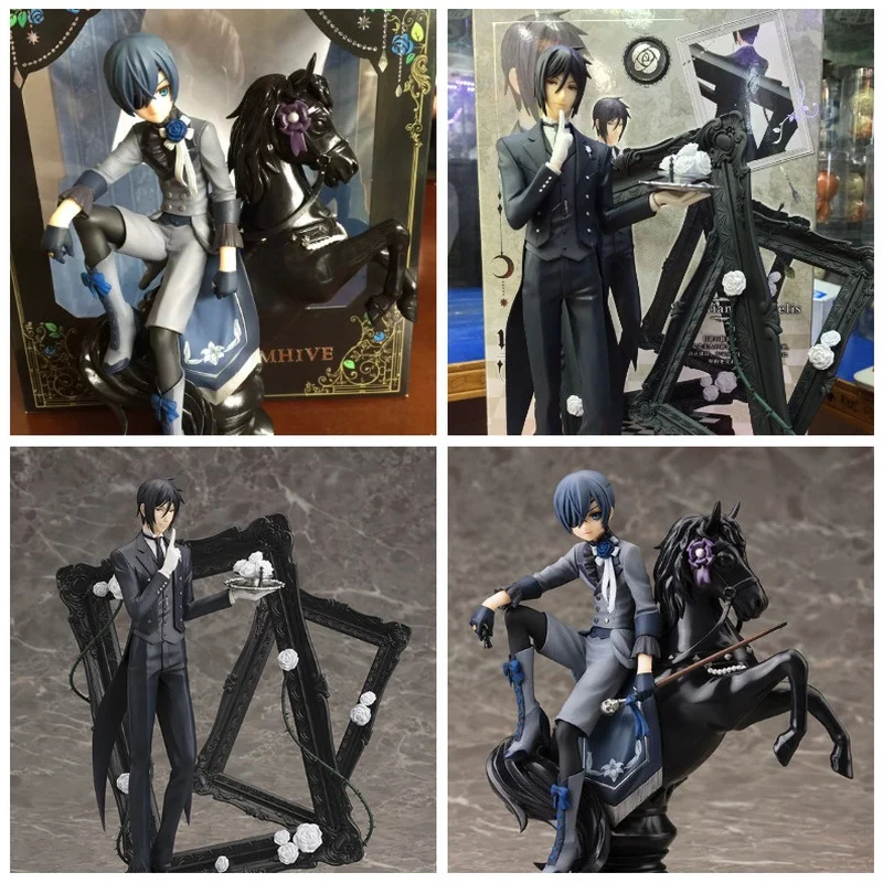 

Anime Black Butler Ciel Phantomhive Sebastia Michaelis Action Figure Model Horse Riding Collectible PVC Statue Gift for Fans