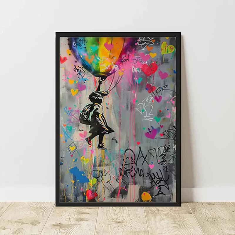 الكتابة على الجدران بانكسي ملصق فني بانكسي صورة سلسلة صورة مطبوعة قماش ملون لوحات جدارية جدار المنزل غرفة المعيشة الديكور #3