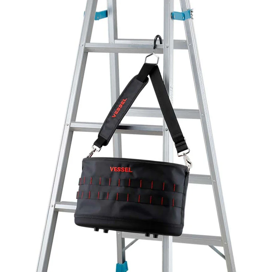 VESSEL TBK-400 Toolkit /Organizer Tool Pouch,Tough Fit Bucket Comes with a Hook for Hanging It On a Stepladder