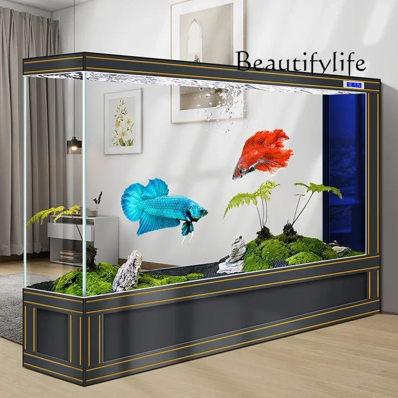 Fish Tank Living Room New Screen Hallway Super White Glass Smart Fish Tank Floor Large Light Luxury