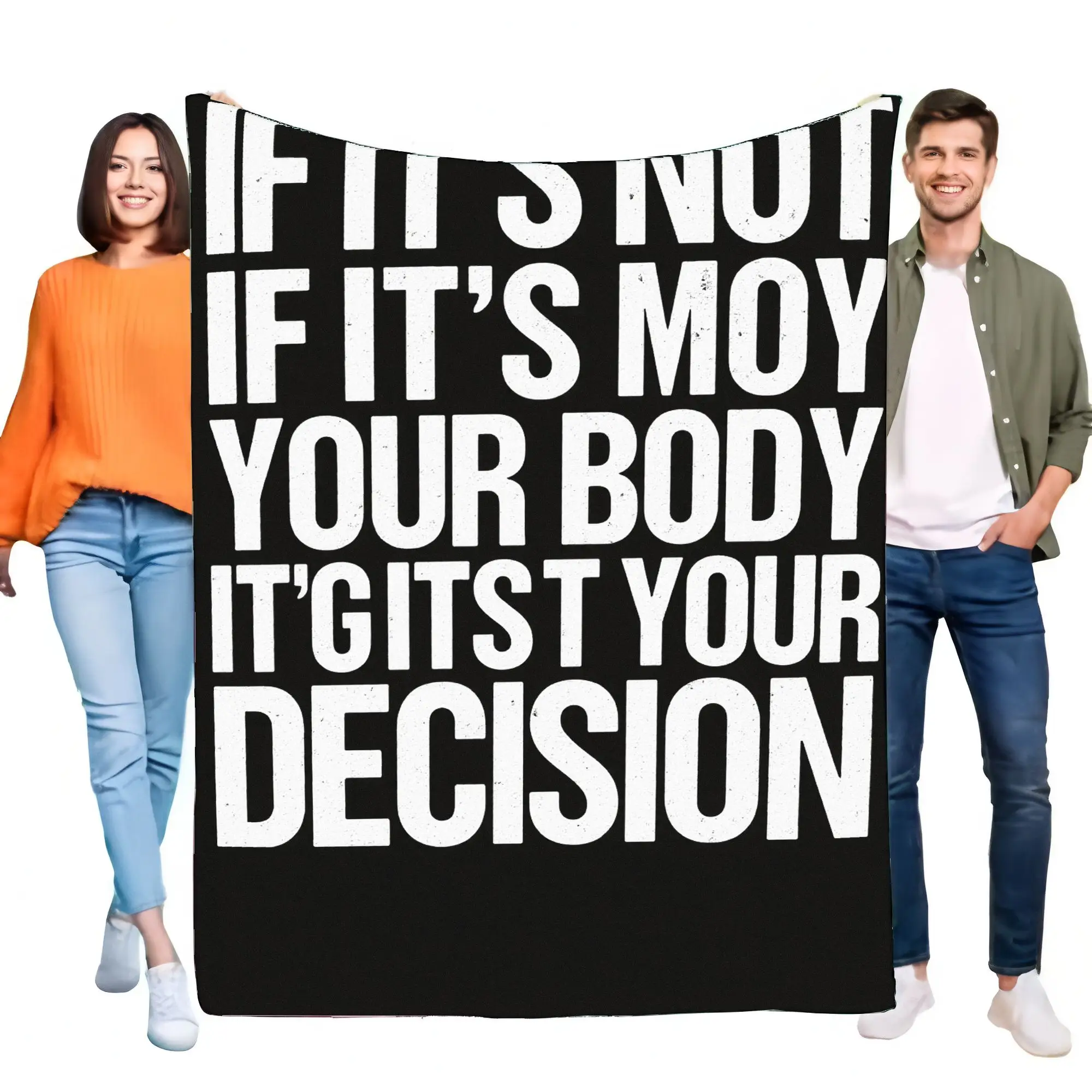 Bodily Autonomy Statement Blanket Bold Typography Towel Lightweight Soft Cozy Outdoor Indoor Decor Perfect for Personal Choice A