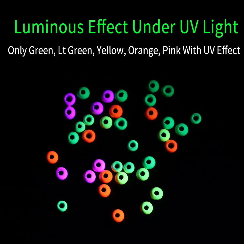 ICERIO Cuentas de latón UV Fluo 2-3,2mm para atar moscas naranja