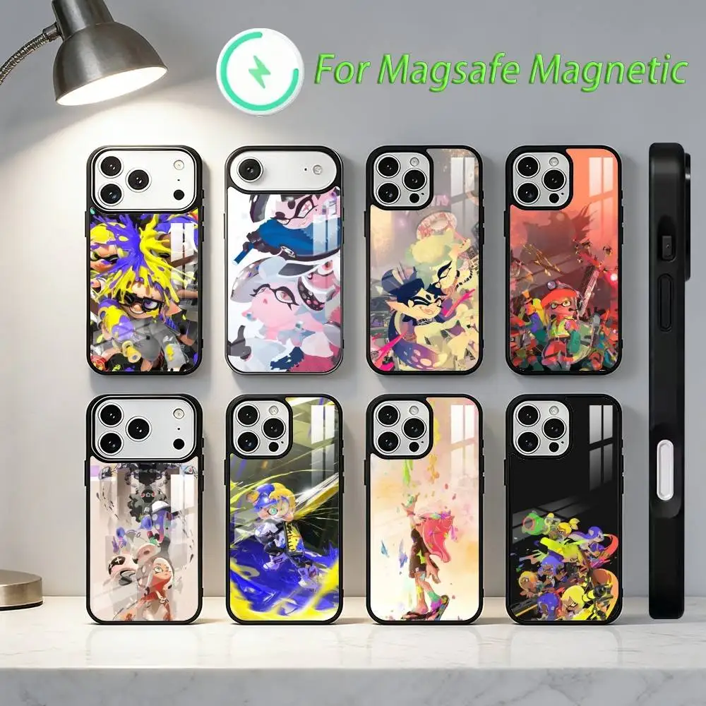 

G-Game S-Splatoon Phone Case For iPhone 17,16,15,14,13,12,11,Plus,Pro,Max Magsafe Magnetic Wireless Charging