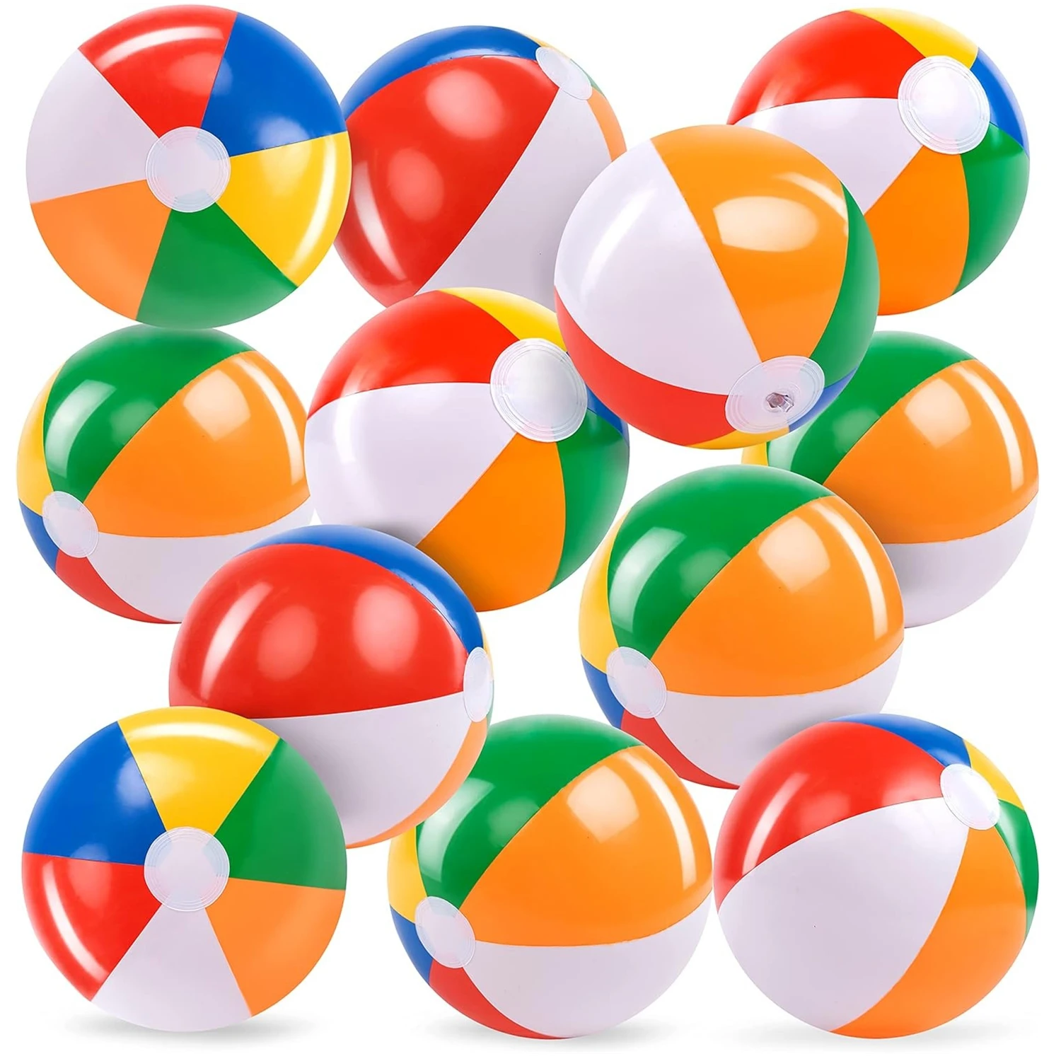 12 Inch Inflatable Rainbow Beach Balls - Summer Pool Toys for Kids, Water Balloons, Swimming Party Games, Birthday Party Decor
