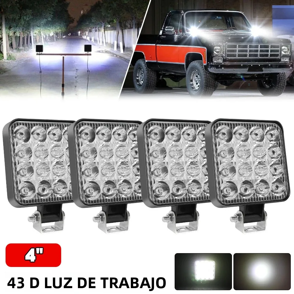 Luz de Trabajo LED HAOLIDE Mini de 4 Pulgadas, 48W, 6000k, Foco para Uso Todoterreno, para Camioneta 4X4, Auto, SUV, ATV, Barra LED, Faros Delanteros de 12V