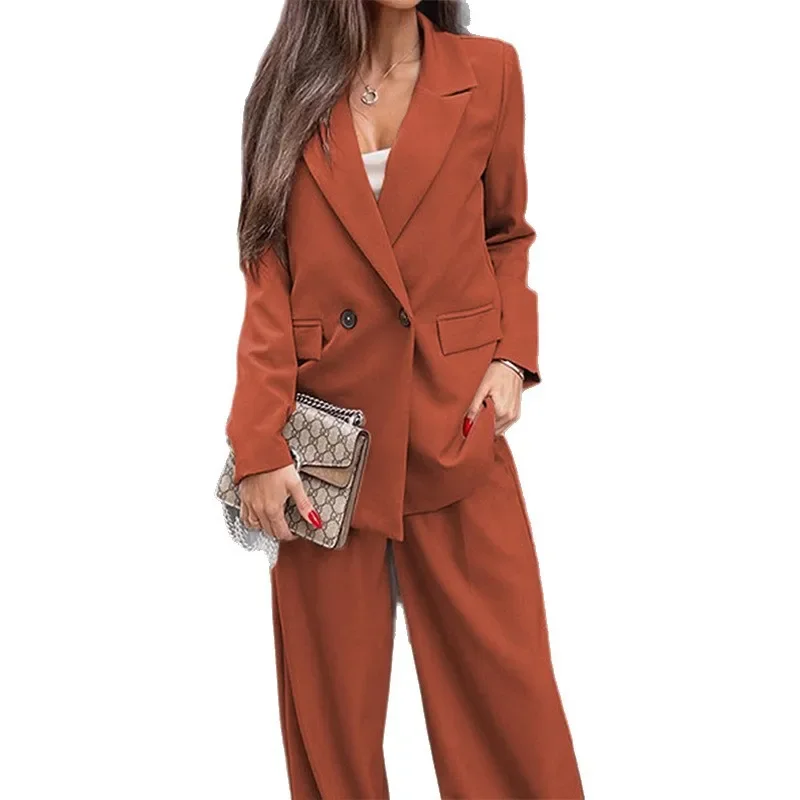 Casual Professional Suit Suit Two-piece Set New  Wide Leg Pants 2 Piece Set For Women Autumn Winter Office Ladies Street Outfit