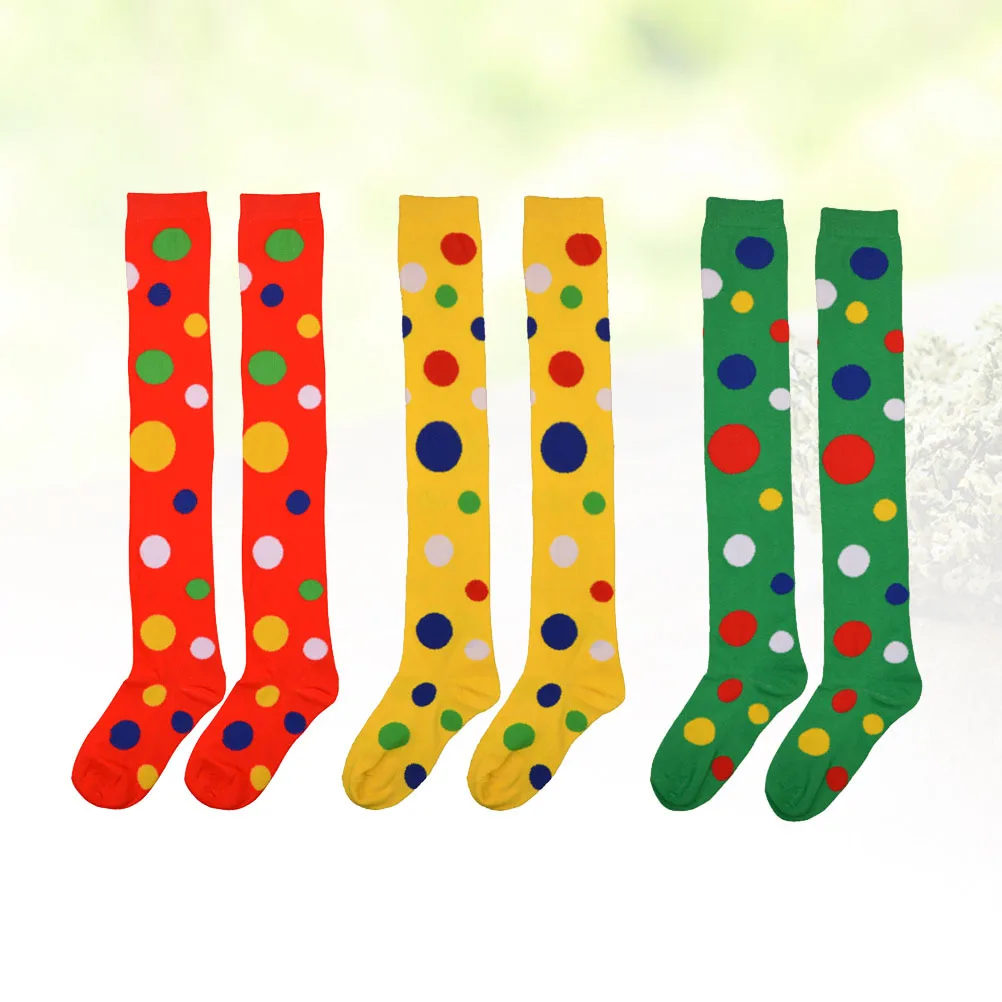

6pcs Dot Pattern Over The Knee Socks For Clown Cosplay Party Costume Dance Performance Wear Long Stockings Comfortable Elastic