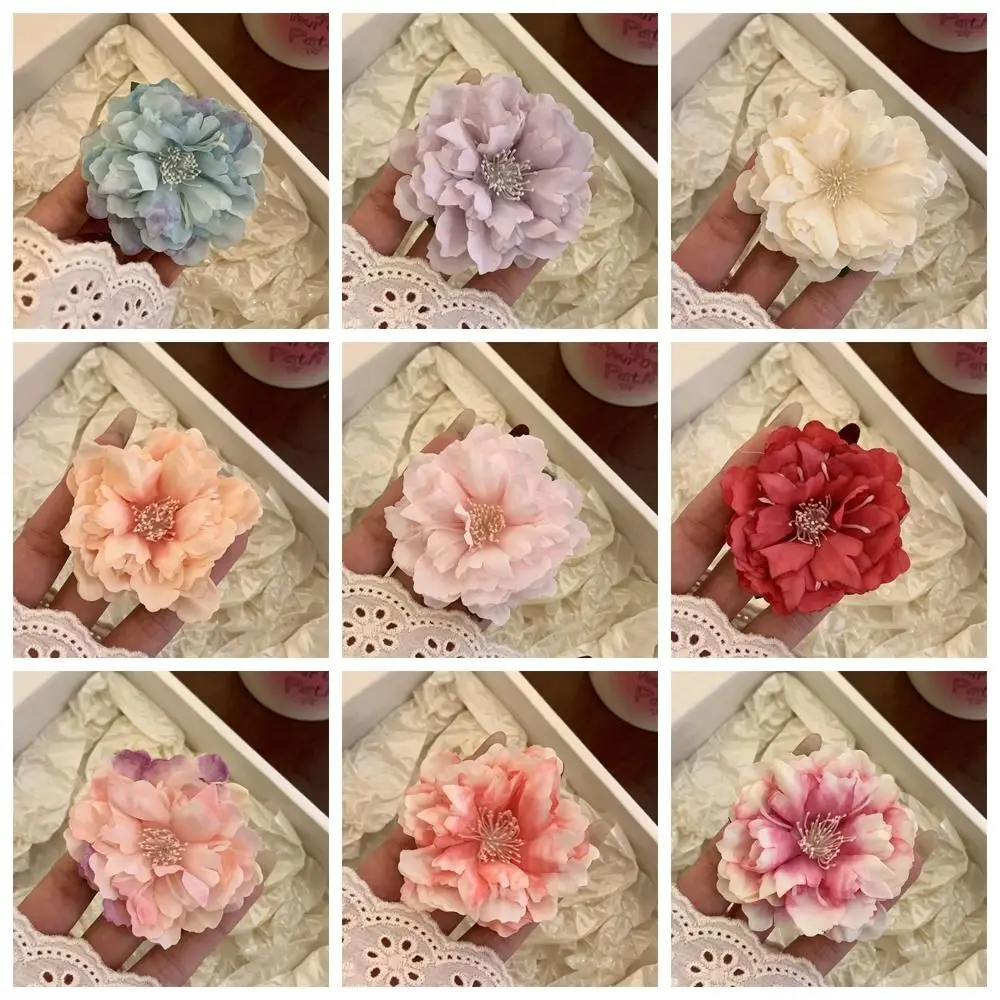 Cloth Flower Hair Clip Sweet Bohemian Style Korean Style Girl Hair Clip Female Hair Accessories Peony Flower Rose Hairpin Women