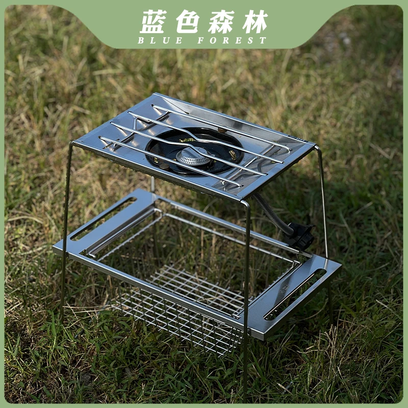 Outdoor Camping Snow Peak Gs450K Stove Stainless Steel Double-Layer Table Igt Replacement Blackened Stove Plate Stove Stand Picnic Barbecue
