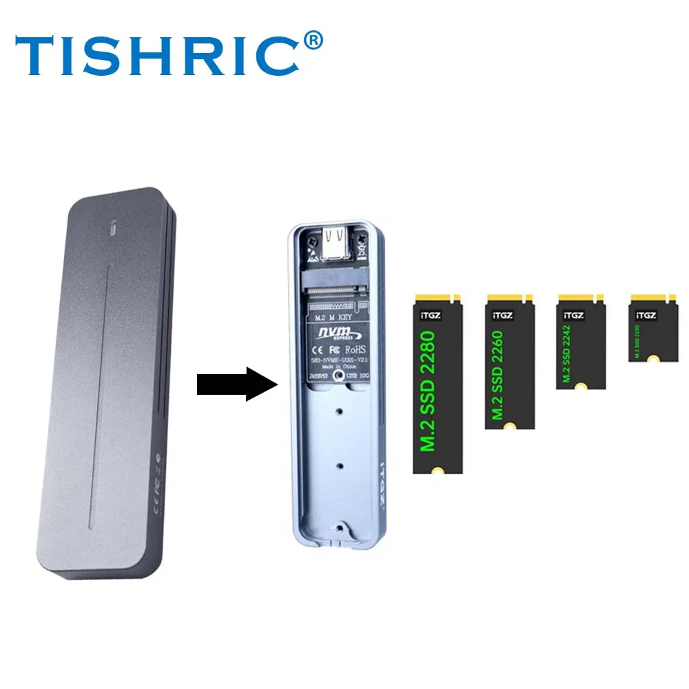 حافظة TISHRIC SSD NVME M2 M.2 NVME إلى USB 3.0 USB3.1 Gen2 Hdd حافظة محرك الأقراص الصلبة 10 جيجابت في الثانية تدعم 2230/2242/2280