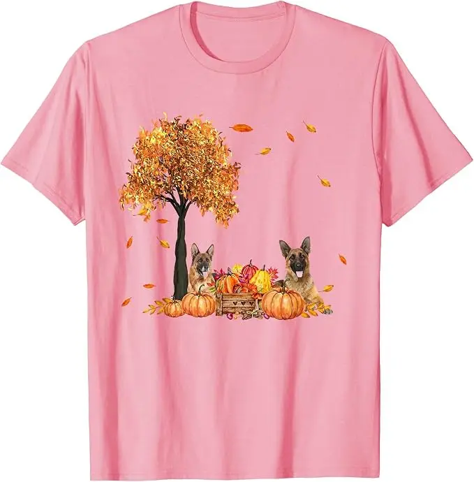 Deutscher Schäferhund Herbstblatt Herbst Hund Thanksgiving Halloween T-Shirt Y2k Hundeliebhaber Ästhetische Kleidung Neuheit Geschenk Weiches Baumwoll-T-Shirt – Detail 15