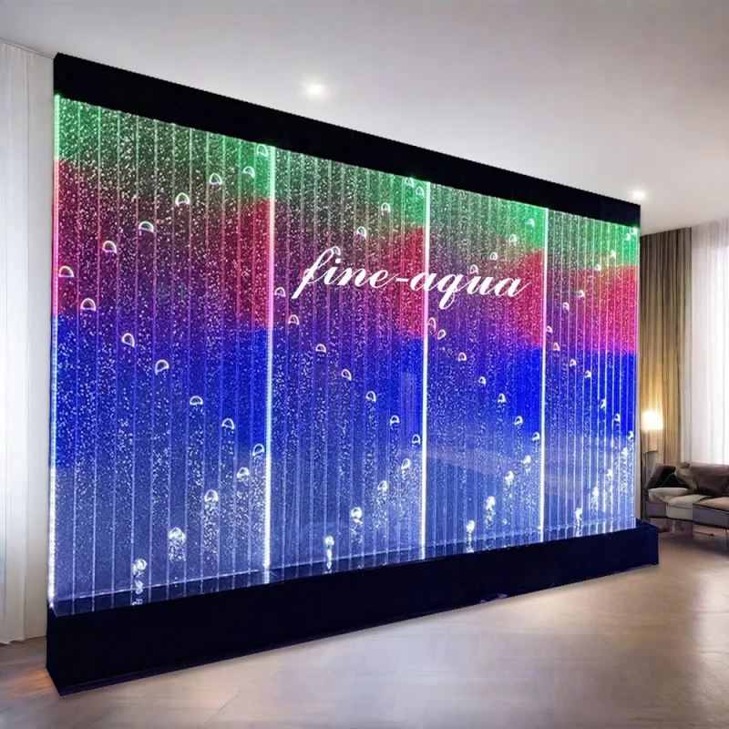 custom.Customized Modern Luxury Restaurant Fountain Acrylic LED Bubble Wall Panel Movable Screen & Room Divider