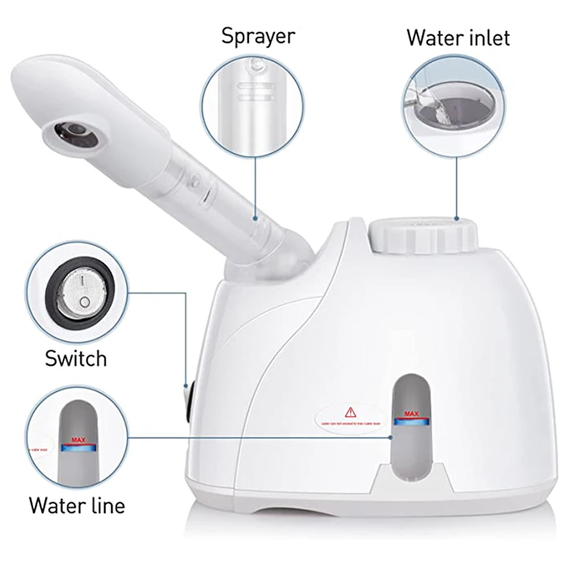 Ozon Facial Steamer with Extendable Arm Steaming Warm Mist Humidifier For Face Spa Sinuses Moisturizing, Homeuse,Salon Free Ship