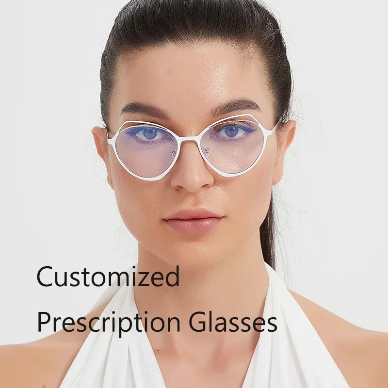 

Customize Prescription Glasses Women Cat Eye Multi-Focal Progressive Photochromic Anti-Blue Light Myopia Hyperopia Eyeglasses