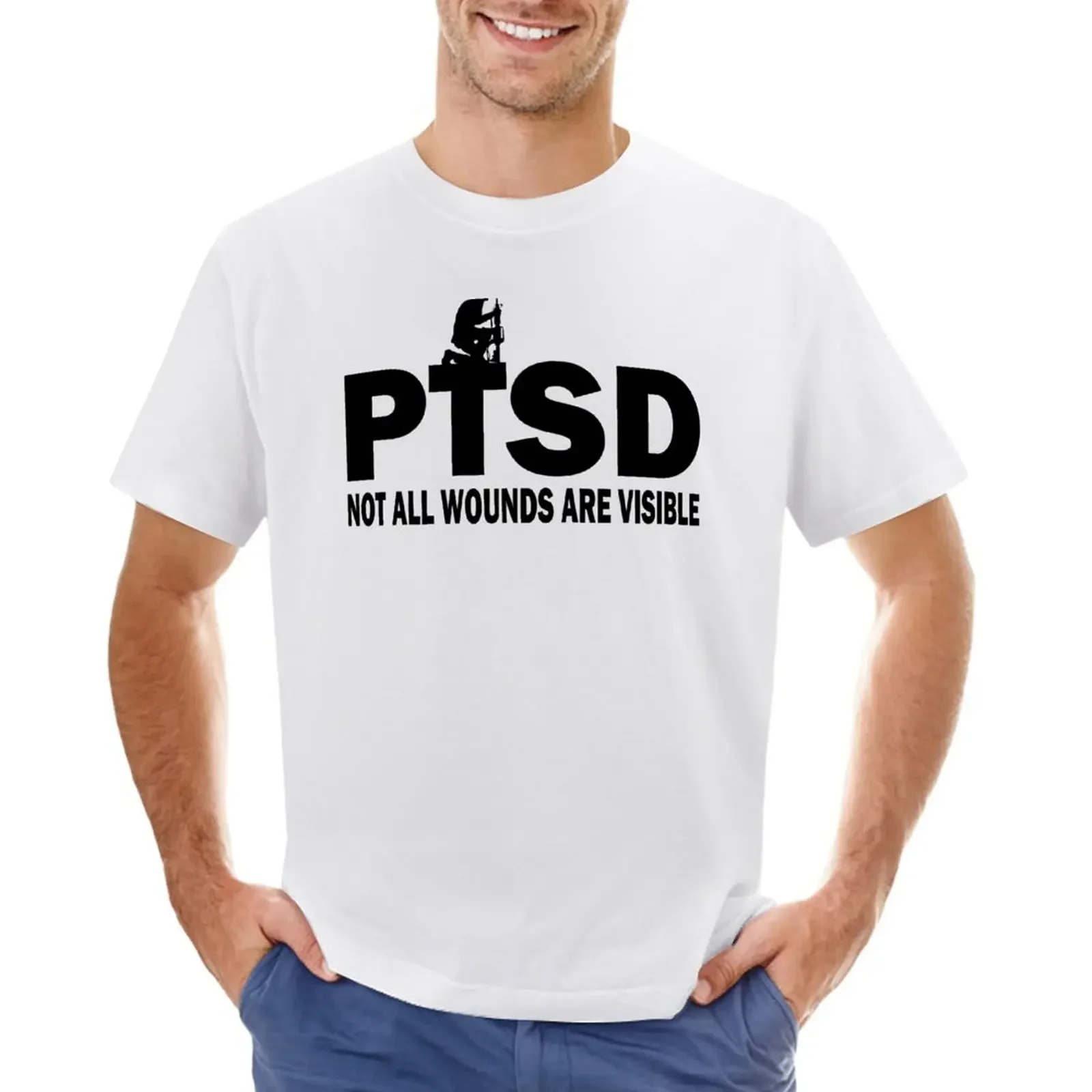 PTSD Male Soldier T-Shirt korean fashion sweat kawaii clothes anime mens big and tall t shirts