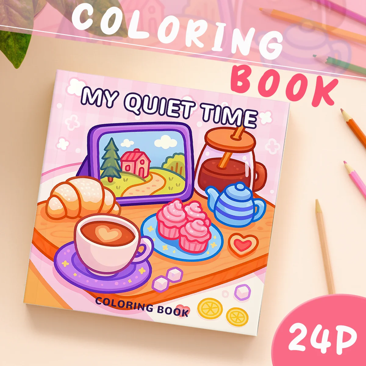 大人向けの静かな時間の塗り絵ブック、リラックスのための大胆で簡単なパターンが特徴、子供向けの教育用DIYペイント・ドローイングブック