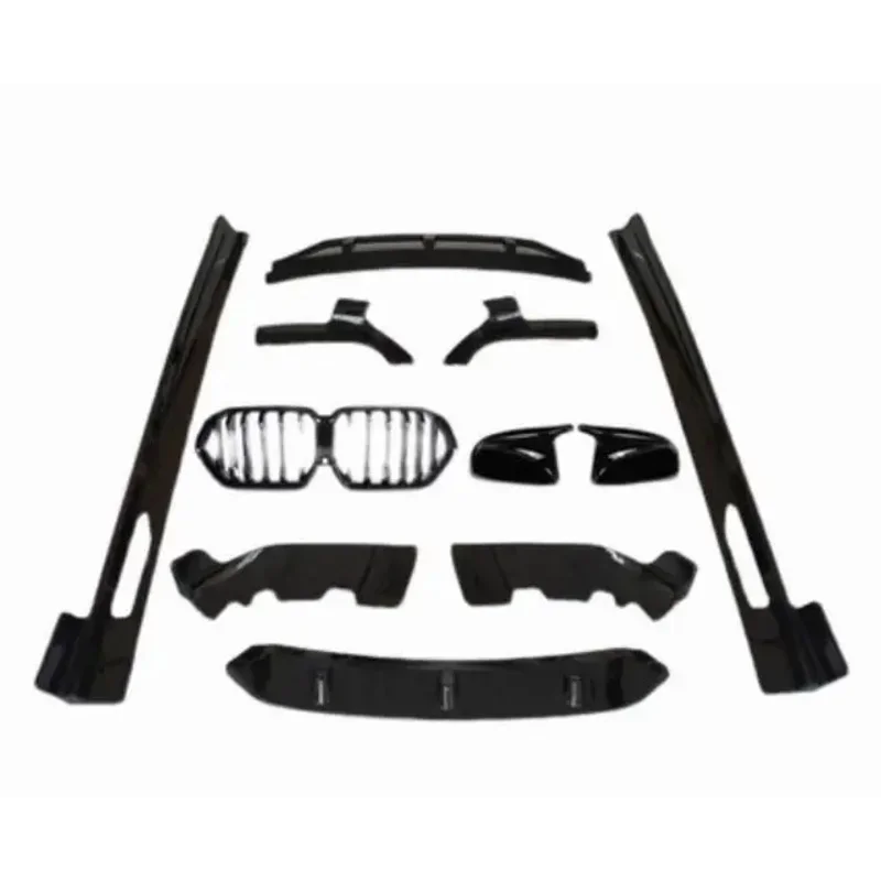 ABS Black Knight Front Bumper Lip Rear Diffuser Side Skirt Spoiler Grille For BMW X6 G06 2020 2021 2022 Body Kit