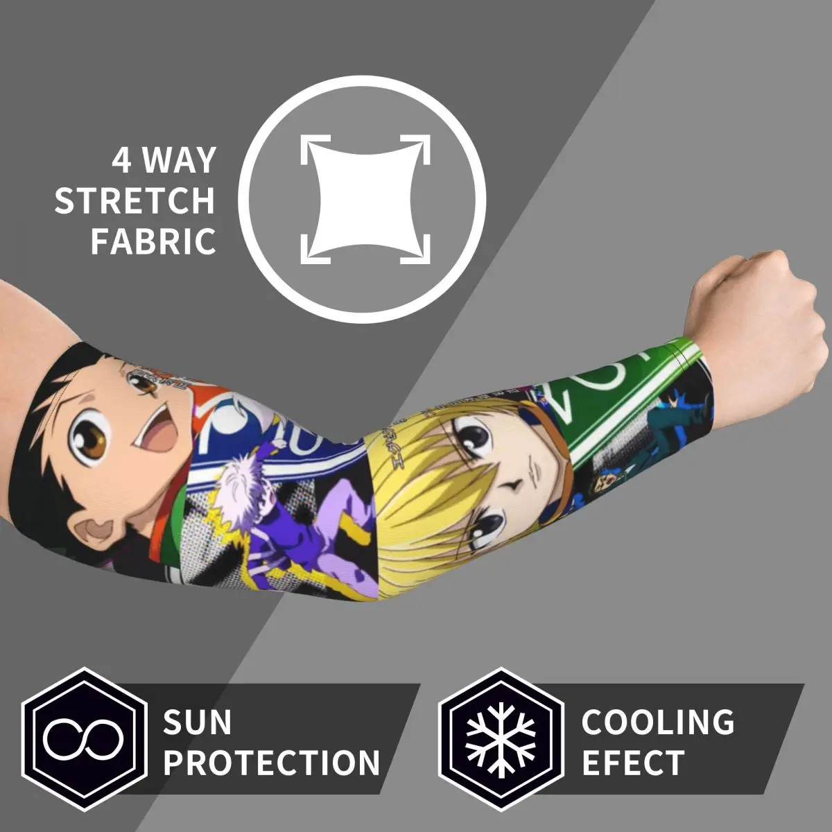 Anime HXH Hunter X Hunter mangas de brazo hombres mujeres sol protección UV tatuaje cubrir deportes refrigeración ciclismo