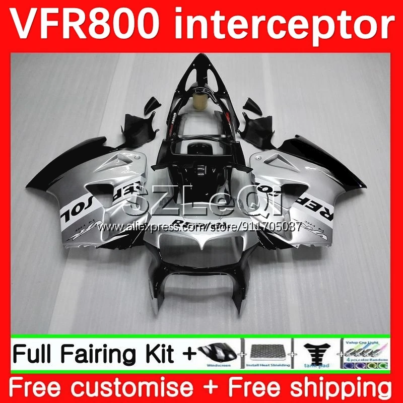 Repsol Silvery Body For HONDA Interceptor VFR 800 RR CC 800RR VFR800RR 98 99 00 01 42No.0 VFR800 RR 1998 1999 2000 2001 Fairings