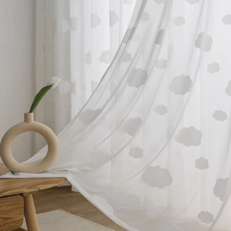 Childish Aesthetic Curtains for Living Dining Room Bedroom Children's Room French Romantic Cloud Veil Custom Size