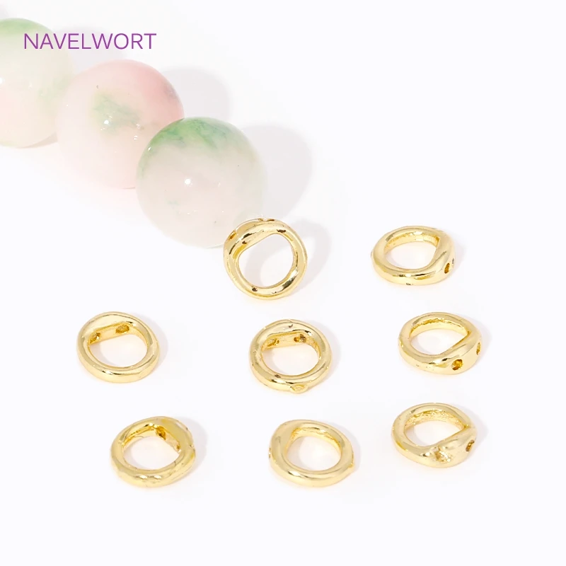 

18K Gold Plated Brass Double Hole Connector Rings,End Bead Tip,For Jewelry Making Supplies DIY Pearl Bracelet Necklace Accessory