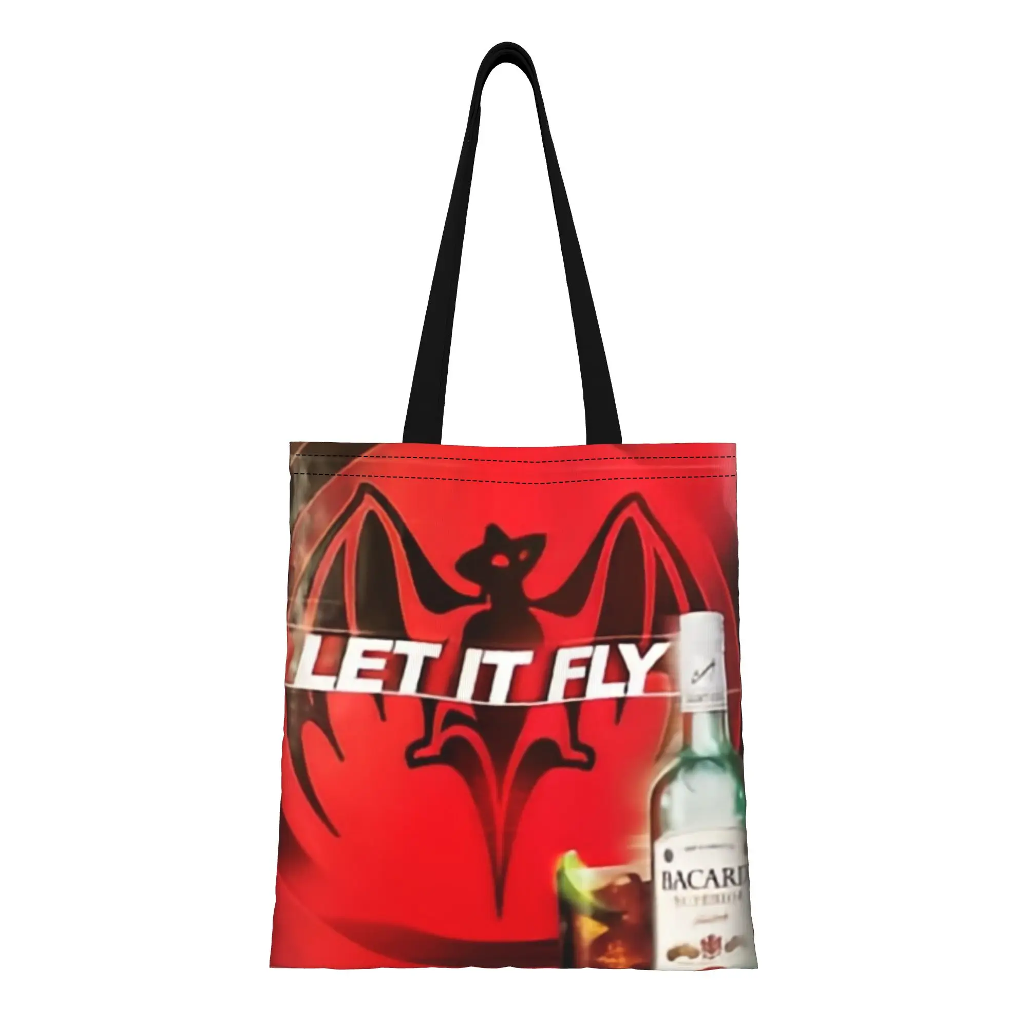 

bBacardi bBacardi Let It Fly Bat Logo Canvas Tote Bag Perfect for Shopping Travel Outdoor Heavy Duty Shoulder Handbag