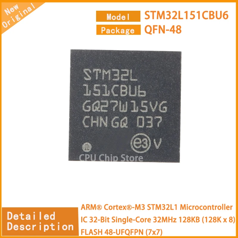 5Pcs/Lot New Original STM32L151CBU6 STM32L151Microcontroller IC 32-Bit Single-Core 32MHz 128KB (128K x 8) FLASH 48-UFQFPN (7x7)