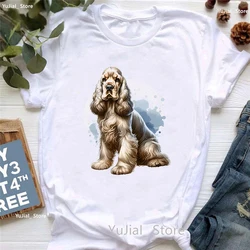 Watercolor Cocker Spaniel Animal Printed T Shirt Girls Summer Short Sleeve Tshirt Women Harajuku Shirt Fashion T-Shirt Female