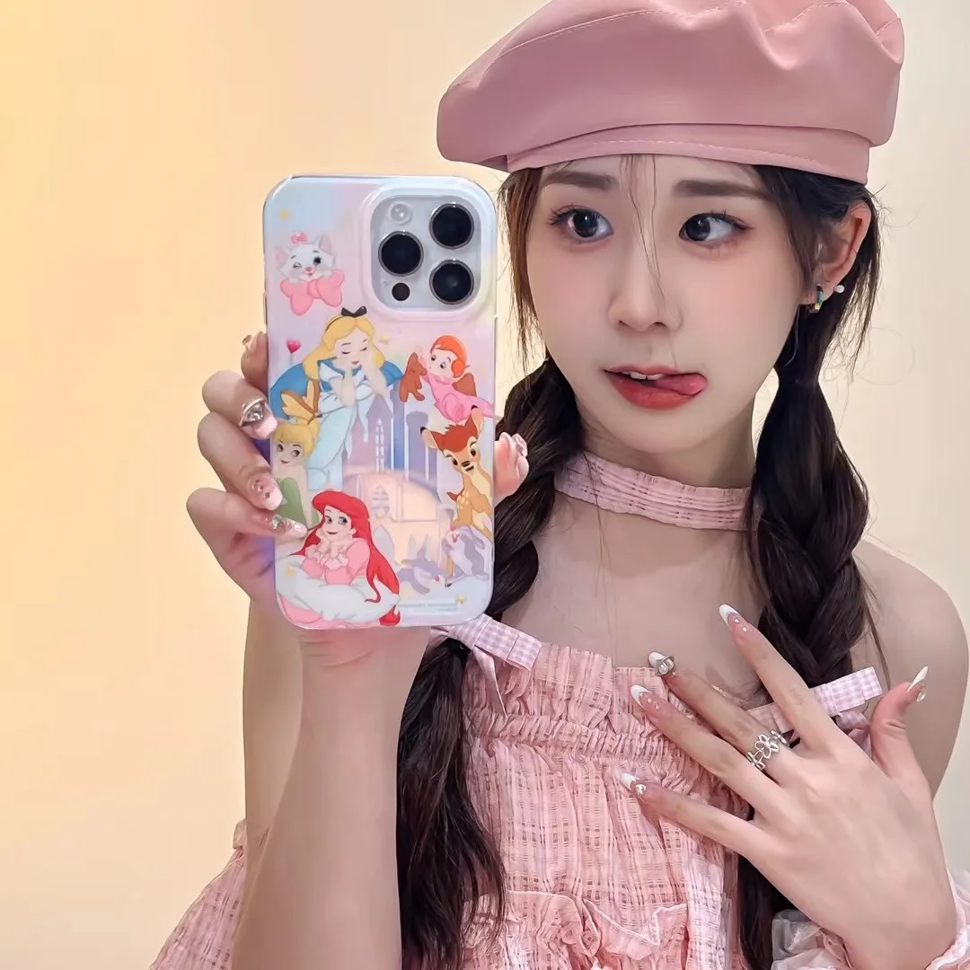 الفاخرة ديزني لطيف خرافة القلعة حورية البحر أليس الأميرة الليزر قضية الهاتف آيفون 15Pro ماكس 12 13 14 11 الكرتون الغطاء الخلفي