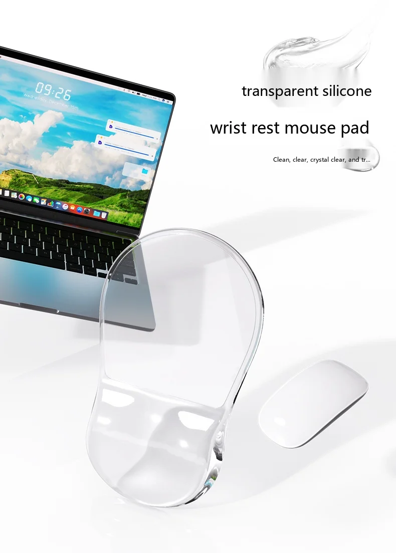 Transparente Silikon-Handgelenkauflage Mauspad Kristall Ergonomische Schreibtischunterlage für Büro und Gaming 12 Farboptionen – Detail 3