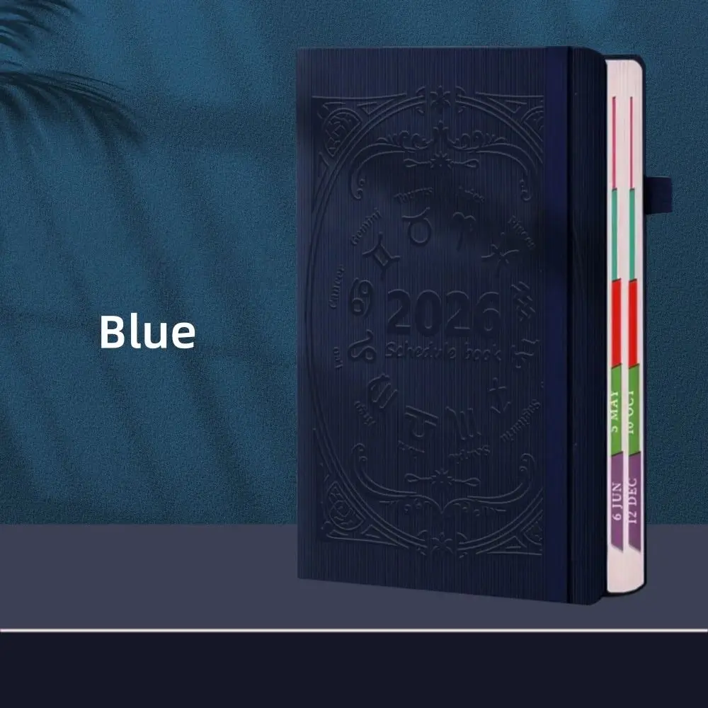 English 2026 Schedule Planner Notepad Textured PU Wear-resistant A5 Agenda Planning Notebook Simple Portable Diary Writing Pads