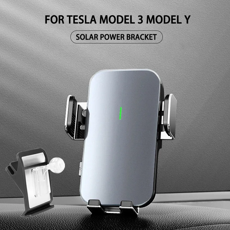 17mm 6-Claw Dashboard Panel Base Phone Solar Power Bracket for Tesla Model 3 Model Y 4.0-7.2 Inch Car Mobile Phone Holder