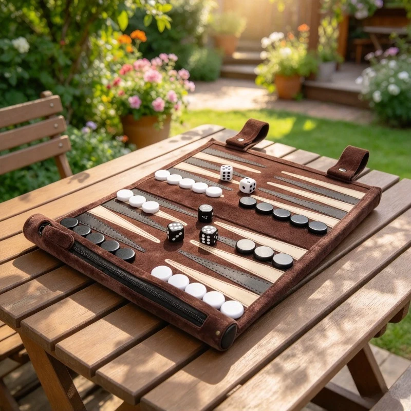 Portable Backgammon Storage Bag Travel Set Lightweight Foldable Board Game Outdoor Family Party