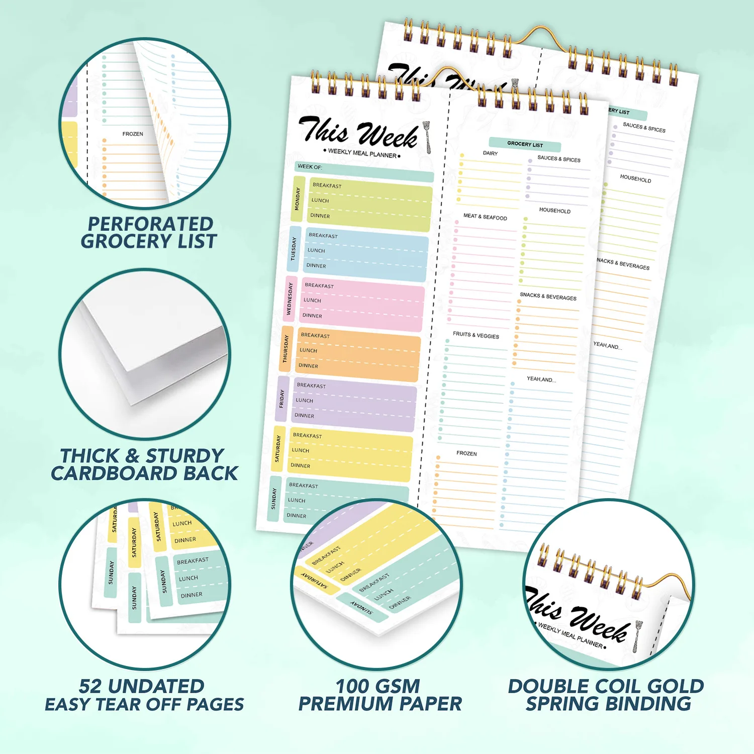 A5 Spiral Tear‑Off Notebook In - Meal Plan Notepad 评论和价格