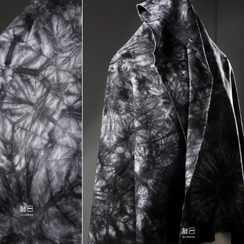 

Черный Серый Чернильный Галстук Окрашенная Джинсовая Ткань Промытая Куртка Платье Брюки Дизайнер для Шитья своими руками Материал Оптовая Ткань по метрам