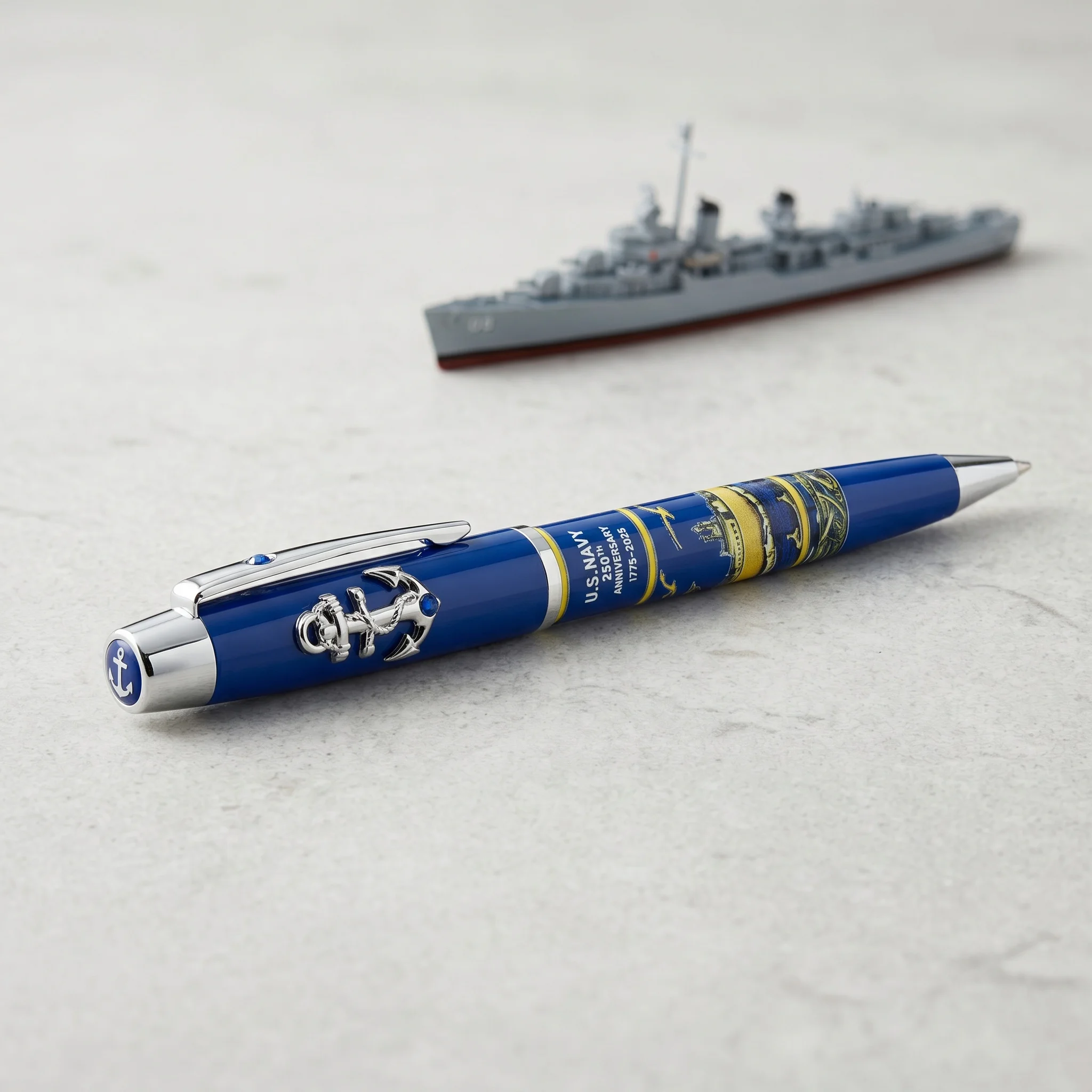 United States Navy 250th Anniversary Commemorative Pen with Sticker Pattern Body Design for Collectors And Special Occasions